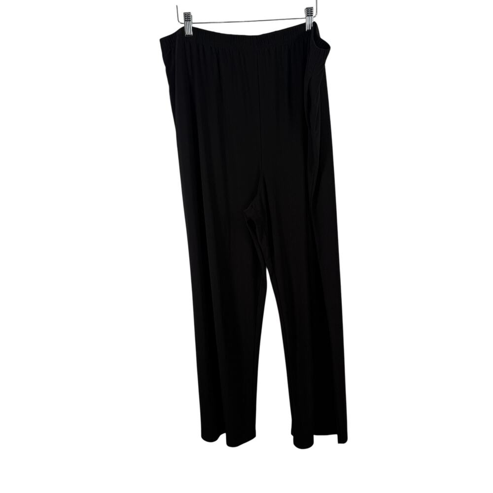 IC Connie K Collection Black Straight Leg Pant Pull On Slinky Lagenlook Women 3x
